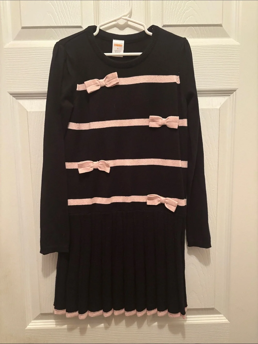 Gymboree Black Dress with Pink Stripe Bows